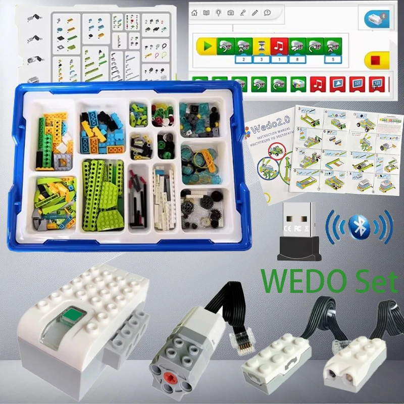 Фото НОВЫЙ технический образовательный набор WeDo 2.0 Core, строительные блоки с книгой, детали для самостоятельного изготовления 45300, Scratch 3,0, детские игрушки, рождественские подарки №1