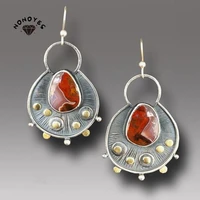 vintage scalloped dot earrings inlaid red stone silver color vintage womens earrings 2022 new fashion jewelry accessories gift
