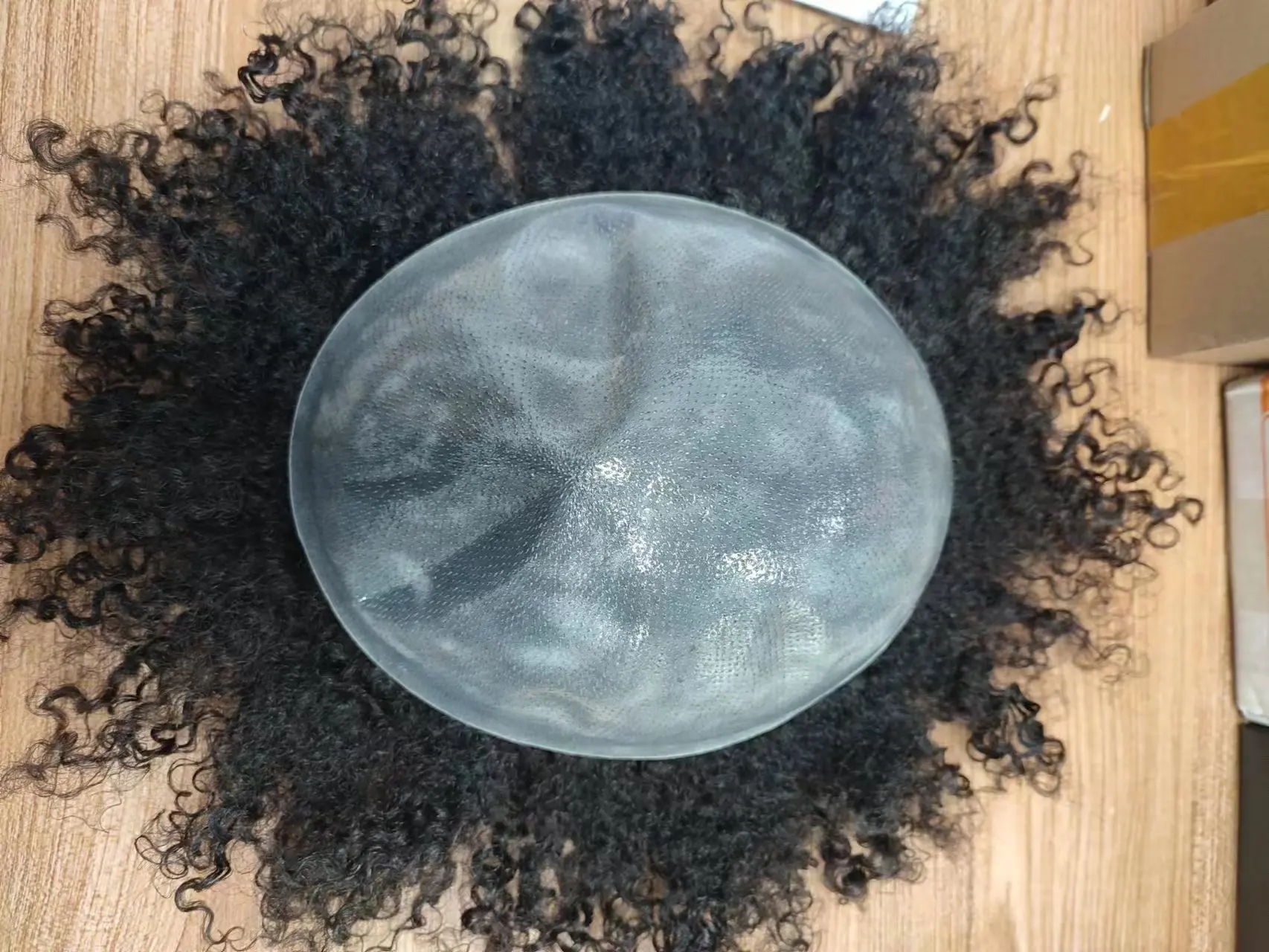 

10inch 8mm Curly Full PU Base 140% Density Natural Black 8x10inch Size Custom Order Toupee