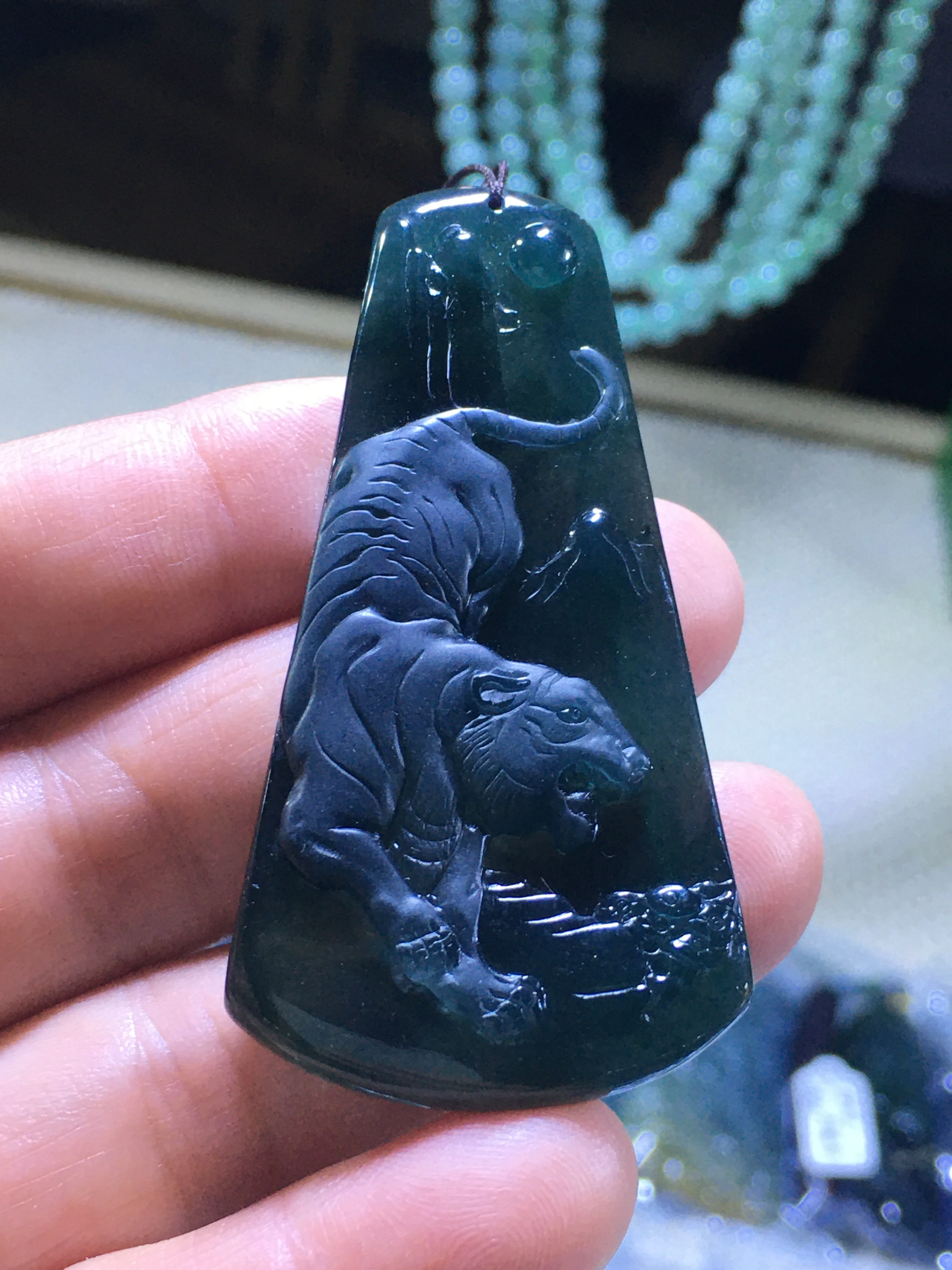 

Natural 7A Myanmar green jade tiger green jade pendant jade necklace pendants jewelry jade necklaces for women men