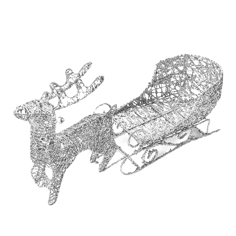 

Led Glowing Reindeer Ornament Wrought Iron Deer Pulll Car Decor for Christmas Party Festival Decoration Led Light