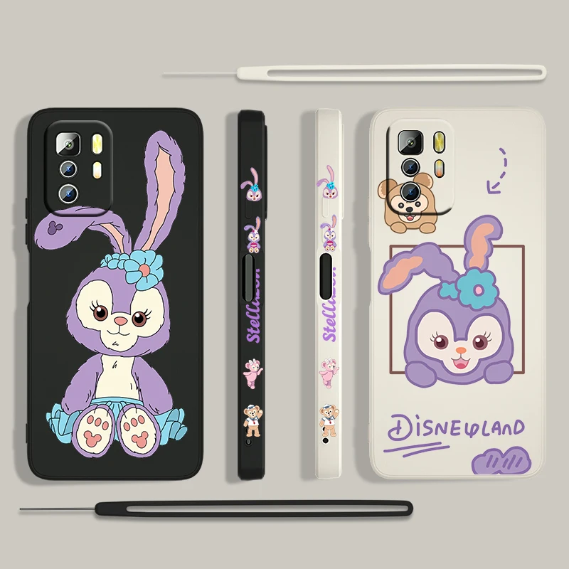 

StellaLou Disney Cute For Xiaomi Redmi Note 11 11S 10 10S 9 9S 9T 8 8T 7 Pro 4G 5G Liquid Left Rope Phone Case Coque Capa Fundas