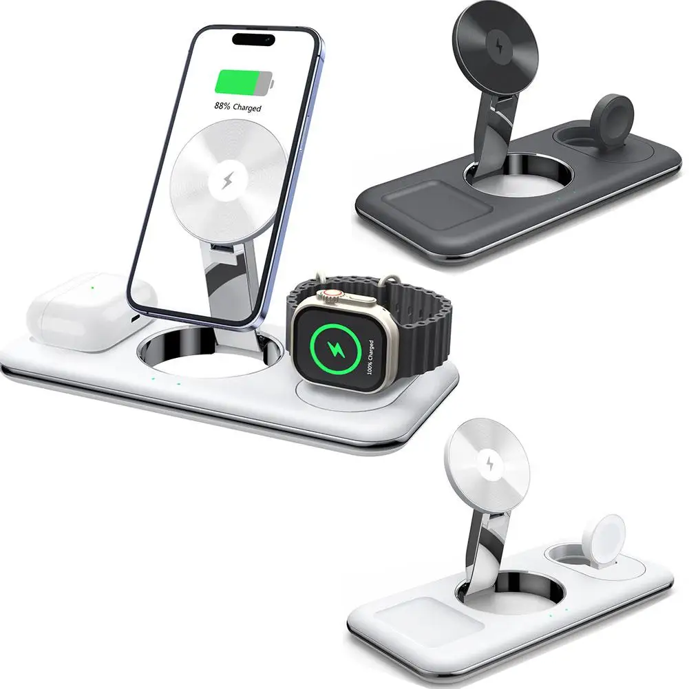 

3 In 1 Charger For IPhone 13 14 12 Pro IWatch AirPods Magnetic Wireless Charging Dock Station Foldable 15w Fast Cha M5M5