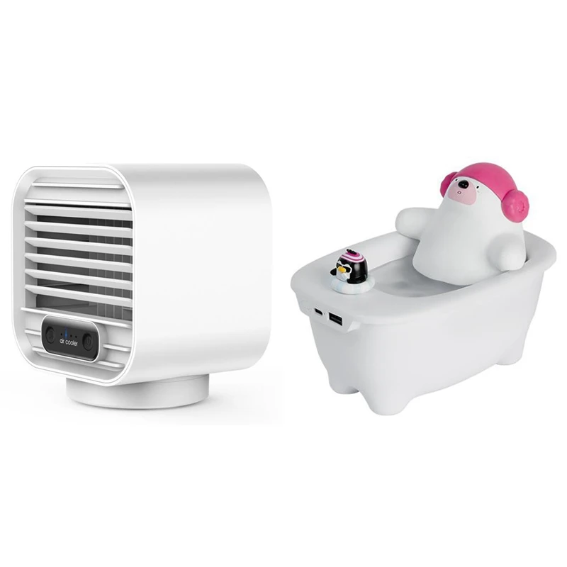 

550Ml Air Humidifier USB Bear Shaped Essential Oil Aroma Diffuser & Mini Water Cooling Fan Portable Air Cooler
