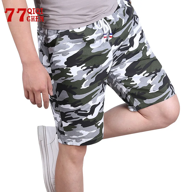 

Summer Cotton Camouflage Beach Shorts Men Streetwear Elastic Waist Causal Military Shorts Bermuda Masculina Plus Size M-6XL
