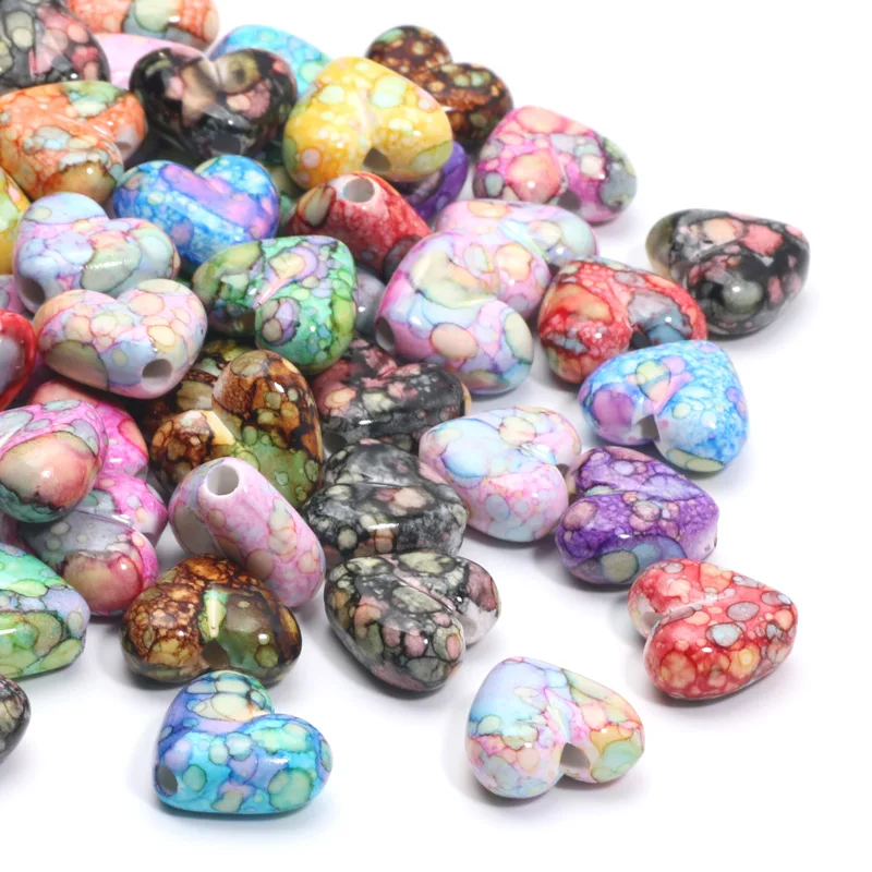 Цветные акриловые бусины в форме сердца насыпные бусины-разделители для