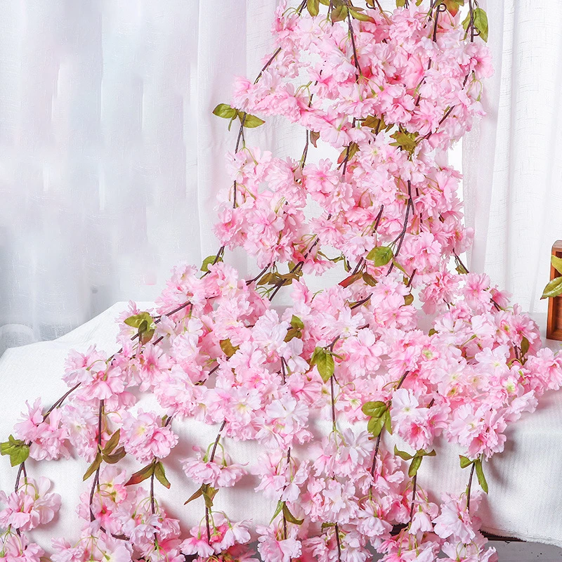 

Artificial Cherry Vine Romantic Flower Vine Wall Hanging Flower Vine Wedding Arch Home Garden Party Decorative Silk Flower Vine