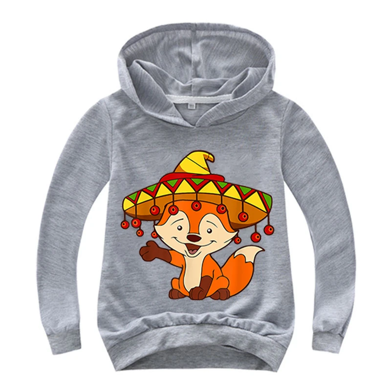 

cartoon animals Fox Print Birthday Clothes Boys Girls Sweatshirt Children summer thin long sleeves April Kids Hooded Hoodies