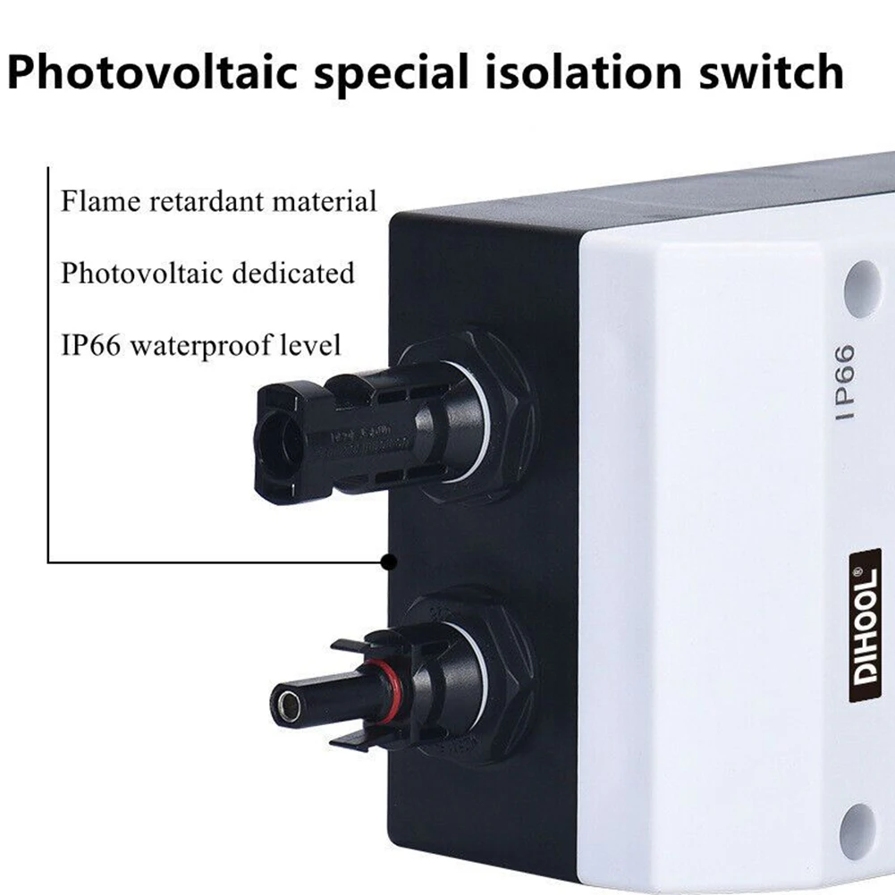 

DC Main Switch Circuit Breaker 1200V 32A 4 Poles All-pole Disconnection Hell Material PC IP66 Impact-resistant