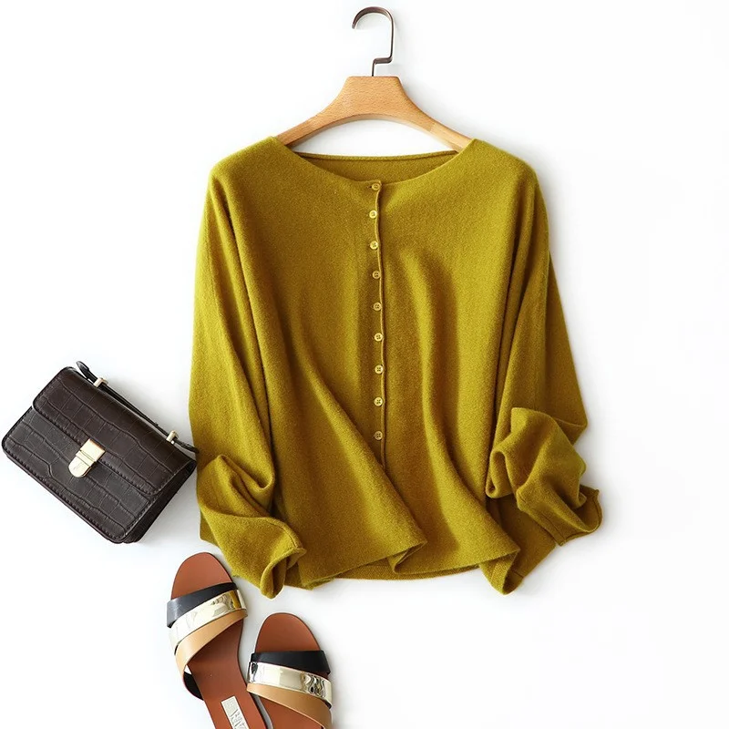 100 кашемировый Свободный Тонкий полосатый Однотонный женский вязаный кардиган