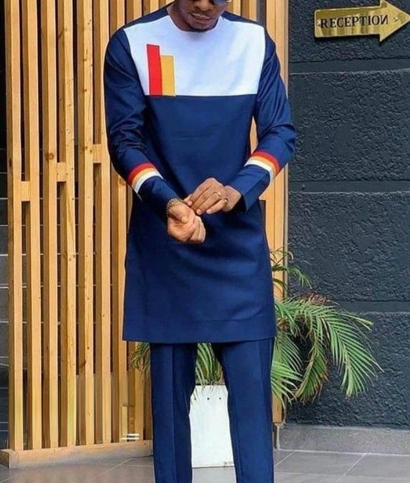 Ramadan Eid Muslim Fashion Men Suit Kaftan Middle East Arabia Dubai Abaya Islamic Clothing Two Piece Sets De Moda Musulmana 2022