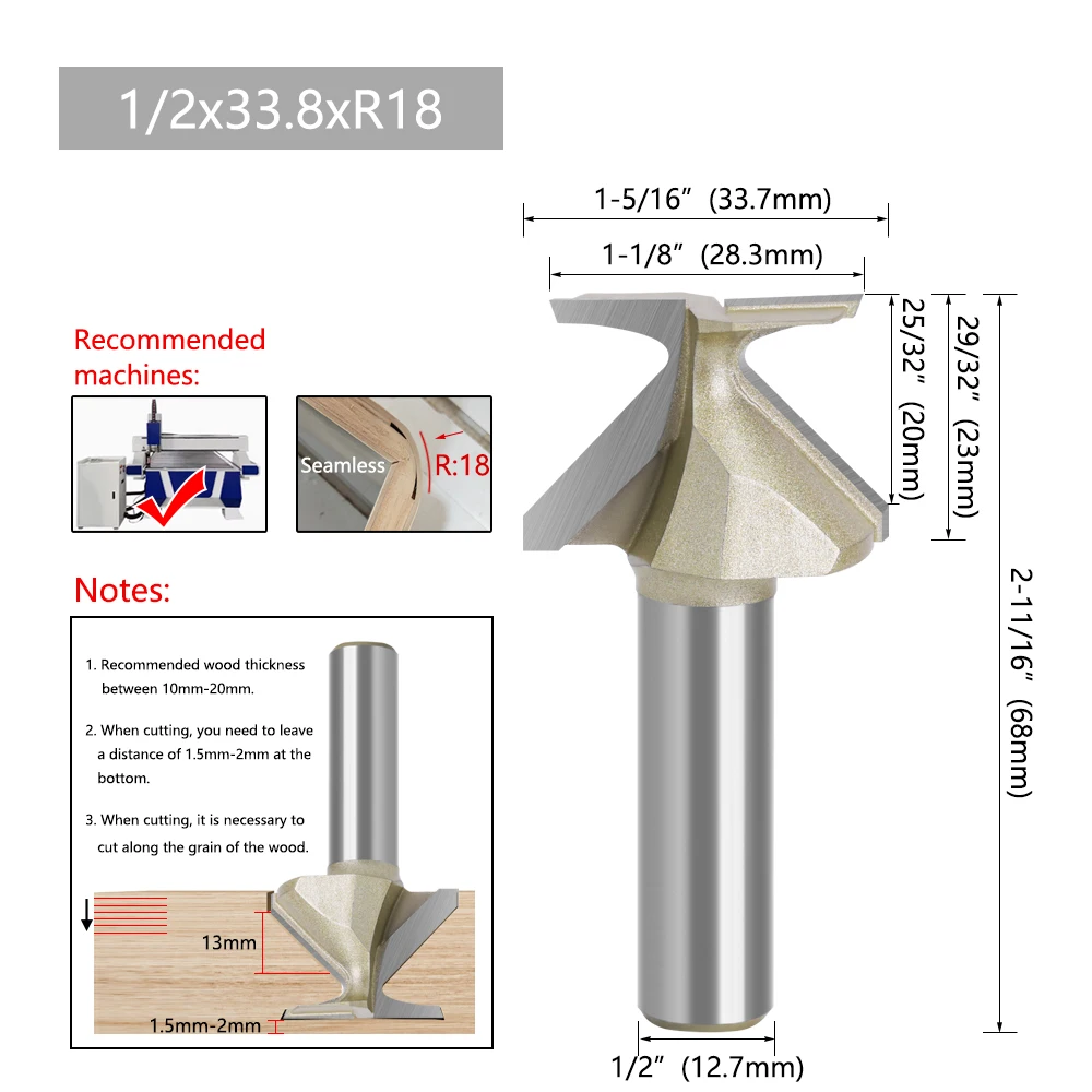 

LAVIE 1 шт. 12,7 мм или 1/2 хвостовика дуговой гибочный нож бесшовный золотистый формовочный нож R18/30/50 фрезы для деревянных дверей/настенного шкафа