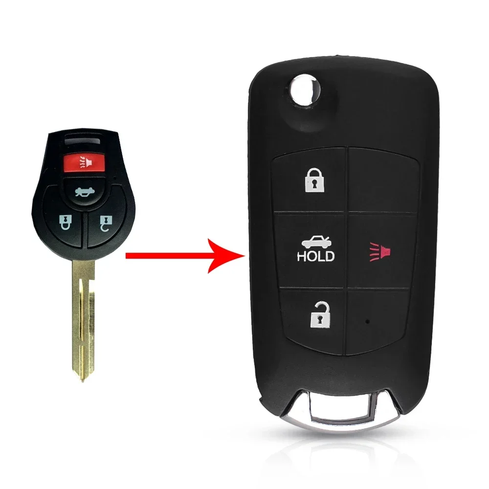 Кнопочный модифицированный откидной пульт дистанционного управления KEYYOU 2/3/4, складной Автомобильный ключ для Nissan Sunny Sentra Versa Tiida с лезвием NSN14