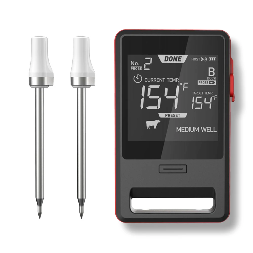 Rechargeable Smart Digital Bluetooth Kitchen Cooking Food Bbq Probe True Wireless Meat Thermometer For Grill Pizza Oven Smoker