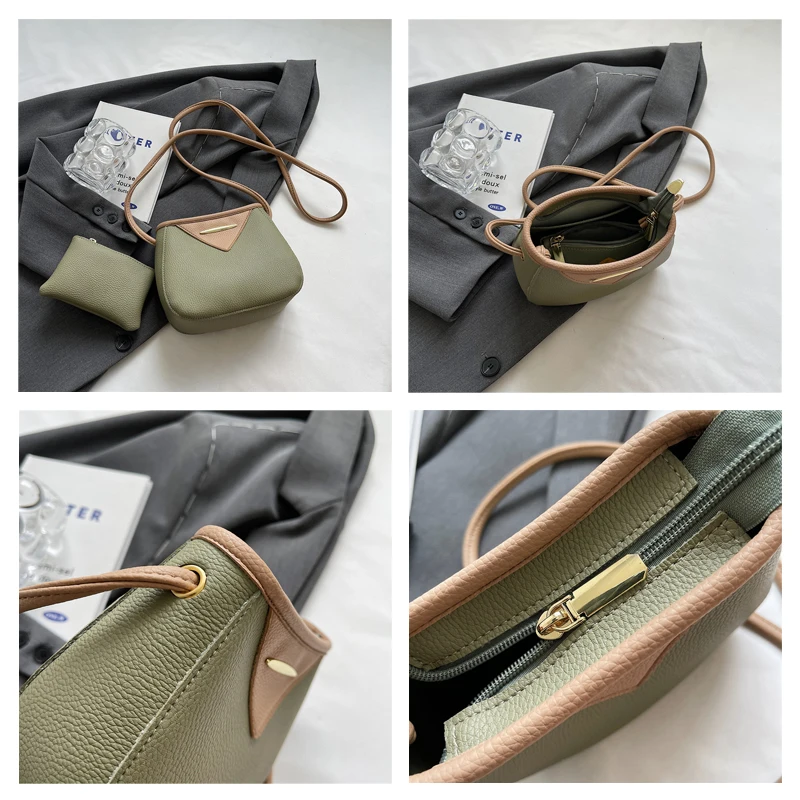 Mini Women's Bag 2023 PU Leather Shoulder Cross Bag Fashion Messenger Bag Y2K Eco Bag Korean Designer Purse 2PCS Daily Handbags