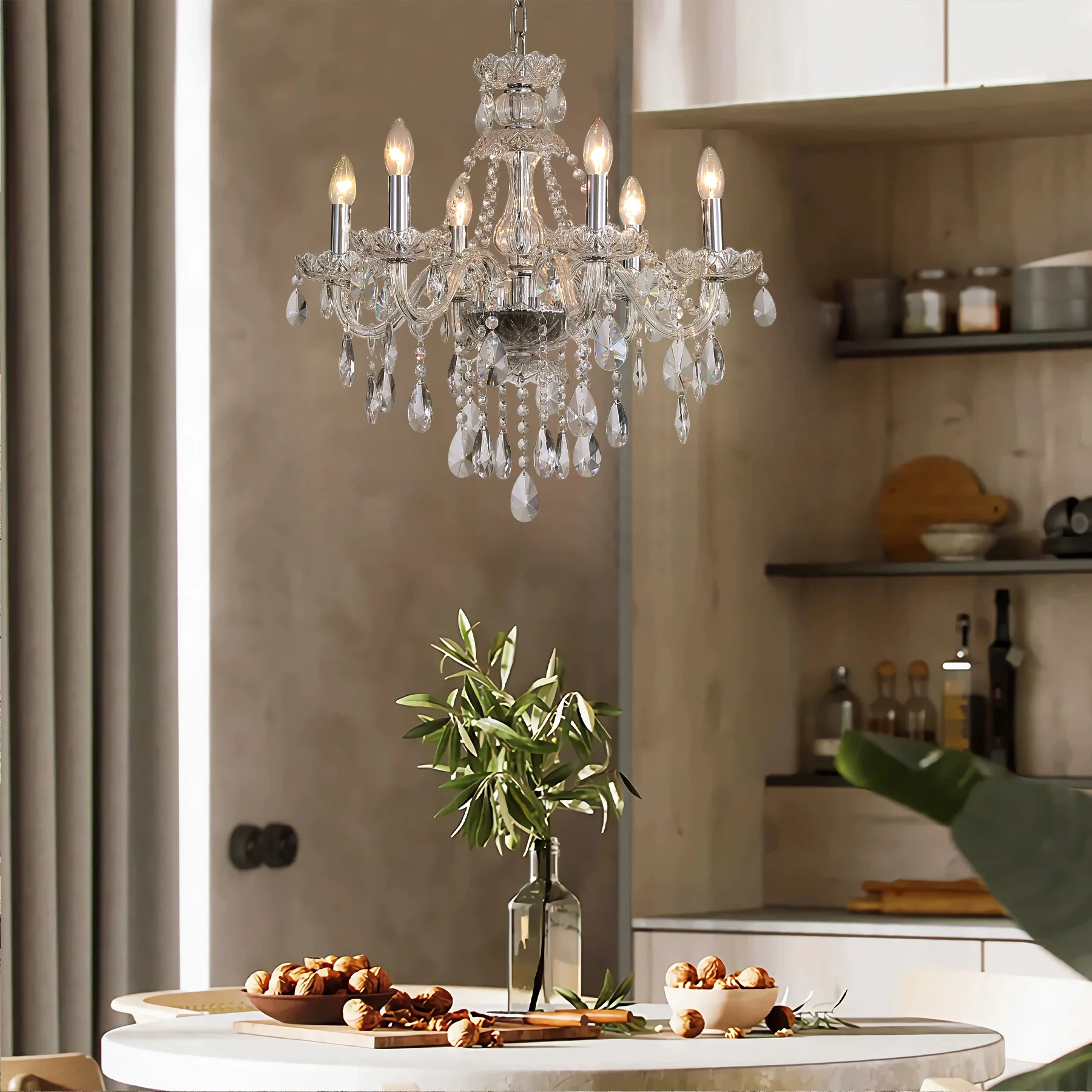 Роскошная ретро серебряная канделябр люстра светильник для гостиной столовой