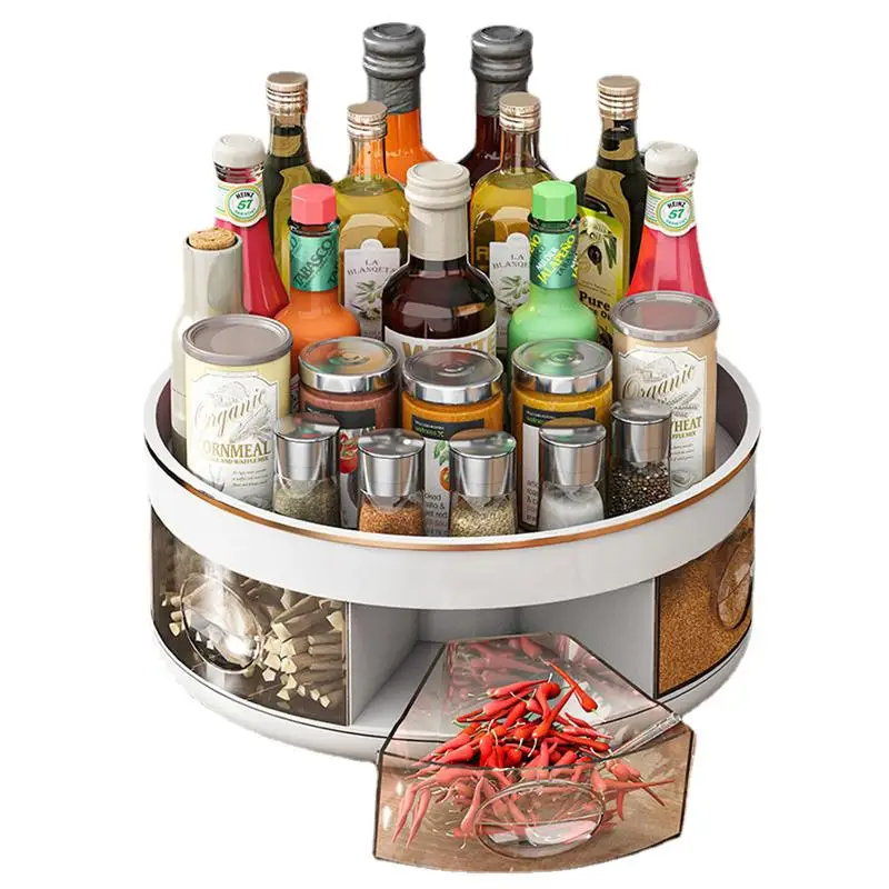 

Kitchen Turntable Space-Saving Spinning Rack With Large Capacity Utility Gadgets For Cosmetics Skincare Beverages Spices