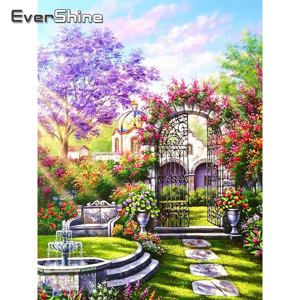 

EverShine 5д алмазная вышивка сад картина из страз DIY алмазная мозаика цветы птицы рукоделие пейзаж живопись искусство стены