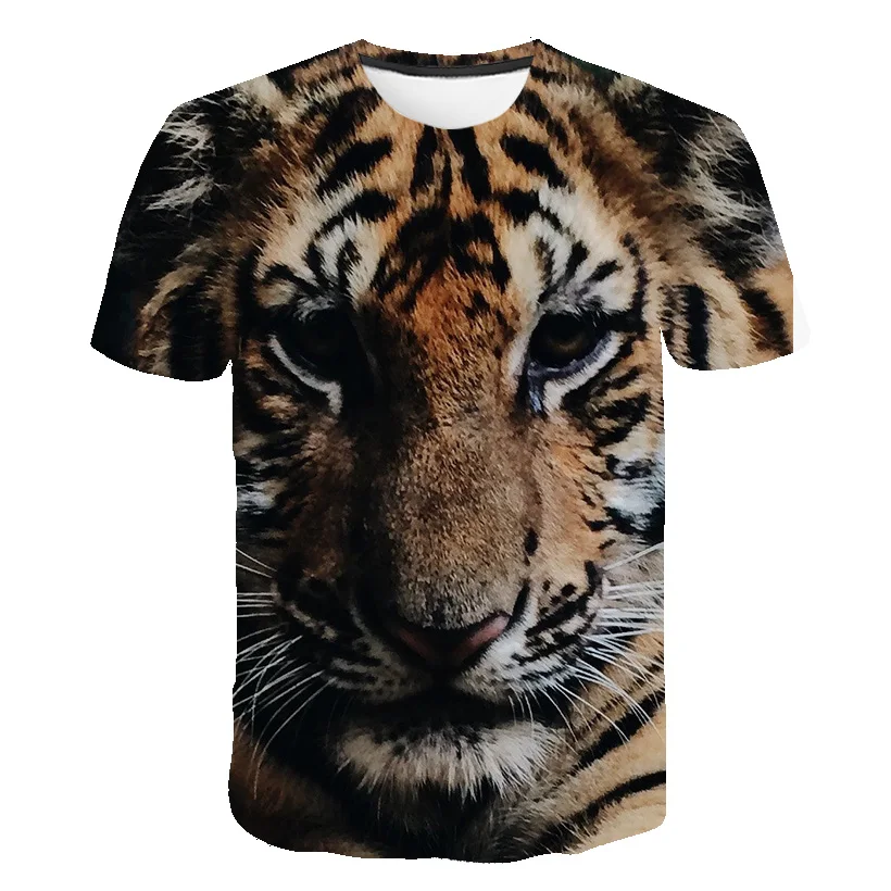 

3D Fashion Tiger T Shirt Summer Short Sleeve O-neck Tshirt Animal Tees For Baby Boys Kids Casual Cartoon Tops Girls T-shirt