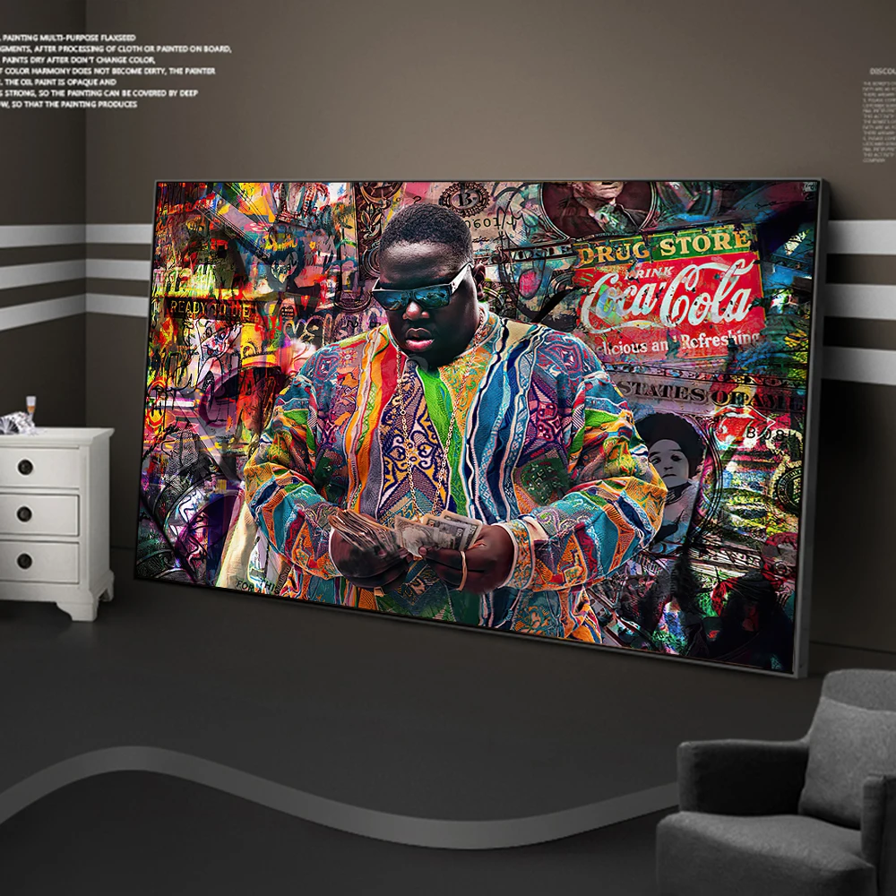 

Biggie Smalls Graffiti Art Canvas Paintings on the Wall Art Posters and Prints Gangster Rap Legend Street Art Picture Home Decor