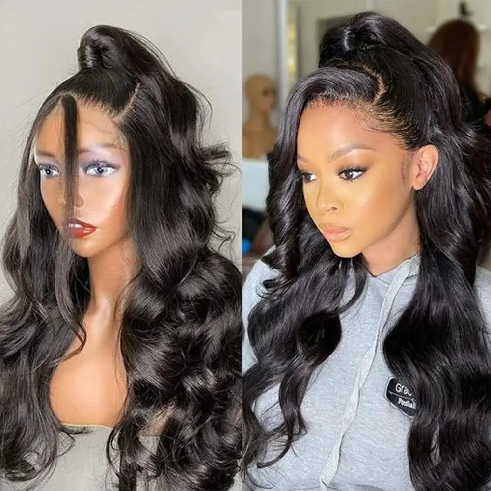 HD Transparent Lace Front Human Hair Wigs PrePlucked 13x6 180% Brazilian Body Wave Lace Frontal Wig With Baby Hair