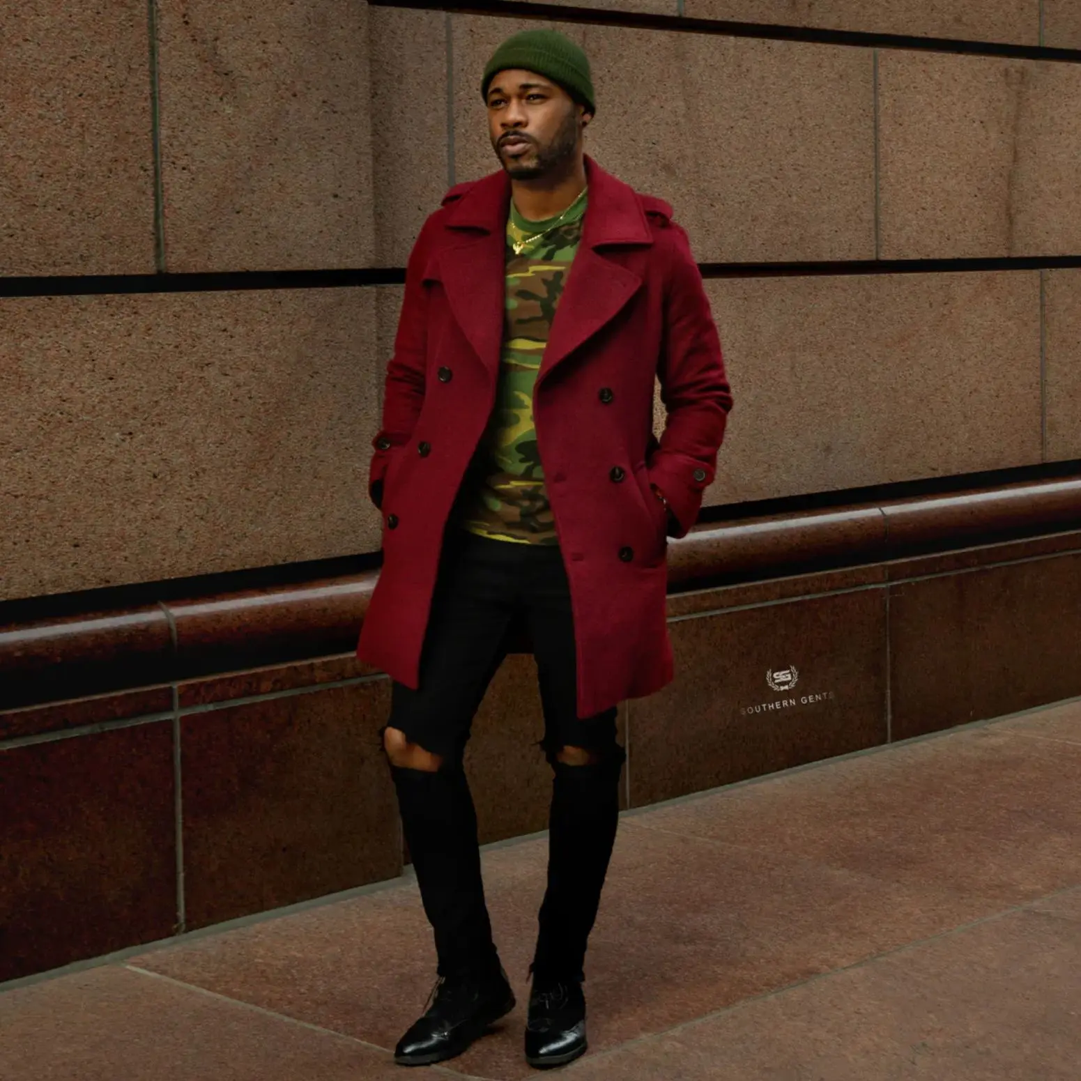 

Тренчкот мужской бордовый, шерстяное двубортное плотное пальто, длинное пальто, зимний костюм для мужчин