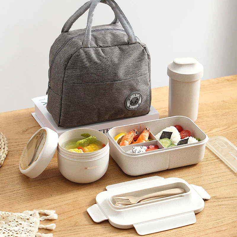 Ланч-бокс с посудой для офисных работников Квадратный Контейнер бэнто