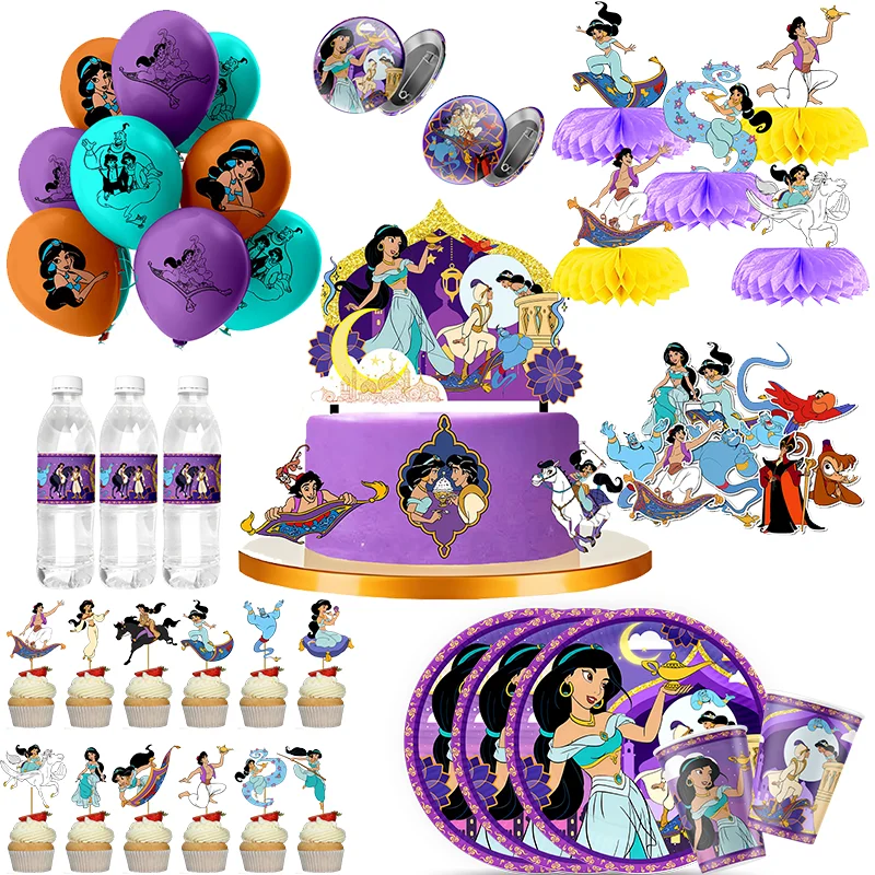 Одноразовый набор посуды для вечеринок Disney Jasmine Princess Aladdin детей одноразовые
