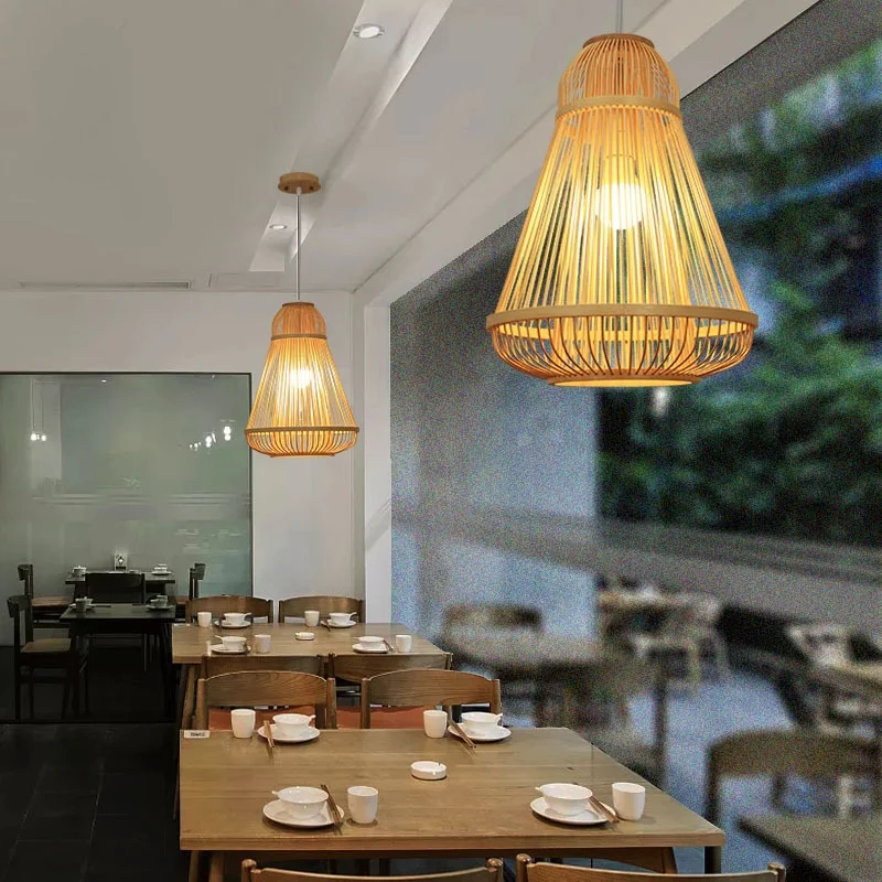

Handmade Bamboo Pendant Lamp Light Japan Style Izakaya Teahouse Restaurant Hotel Dining Room Bedroom Suspension Hanging Lighting
