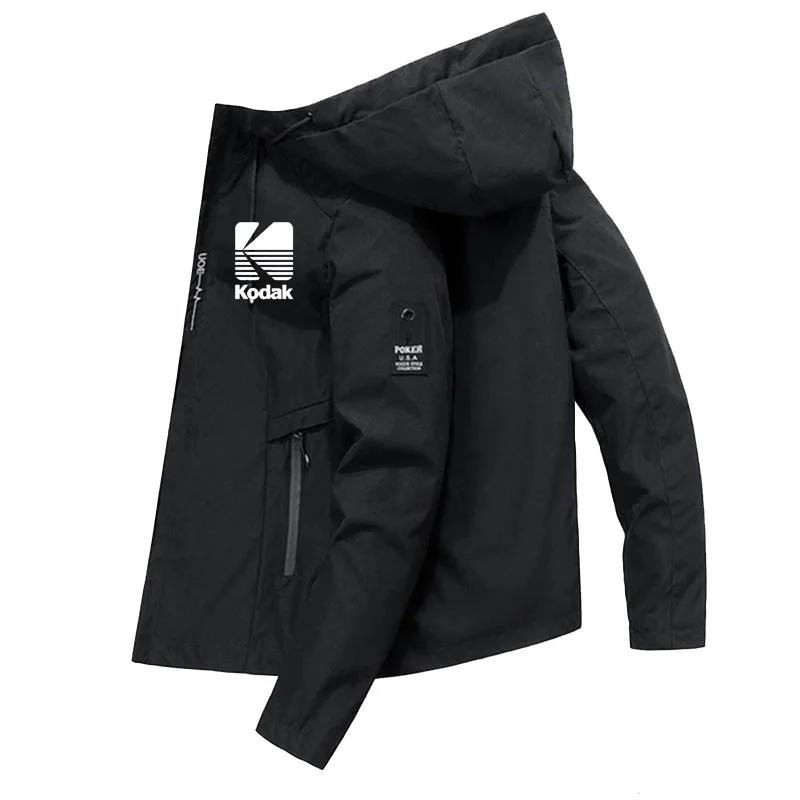 Men's Hooded Jacket 2023 Bomber Men's Windbreaker Zipper Coat Spring And Autumn Casual Work Coat Men's Fishing Sunscreen KODAK