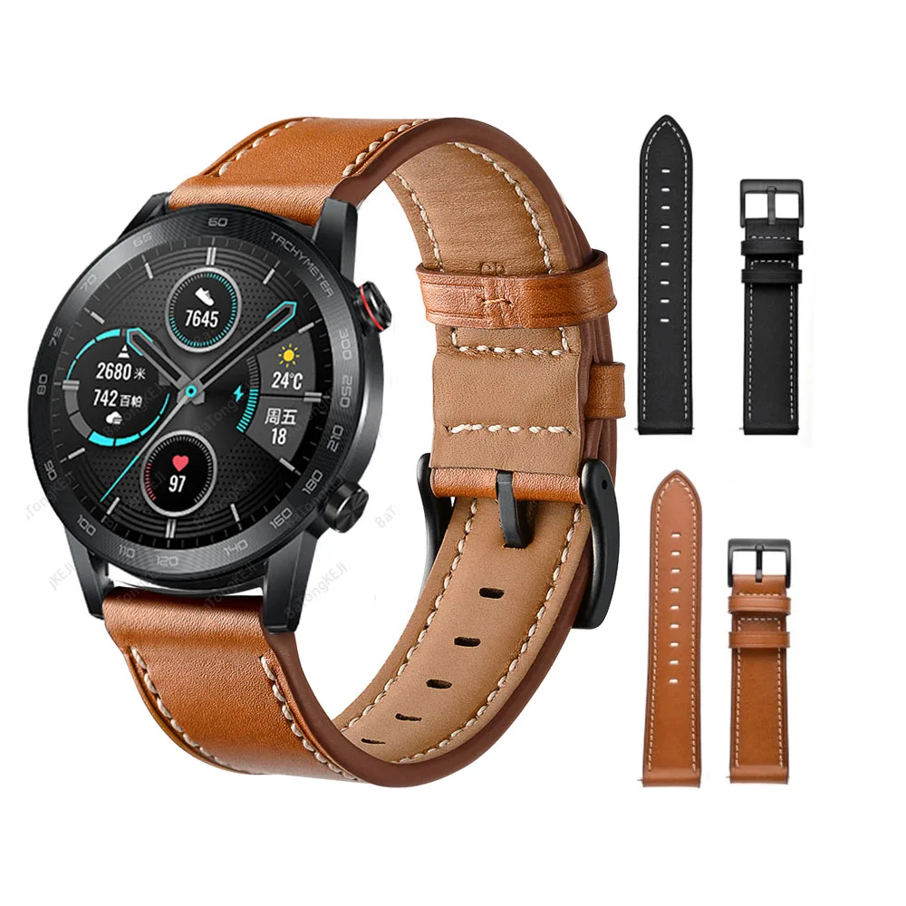 Genuine Leather Watch bands for Honor Magic Watch 2 42mm 46mm Smart Watch Bracelet for Huawei Watch GT 3/2 46mm 42mm Strap Belt