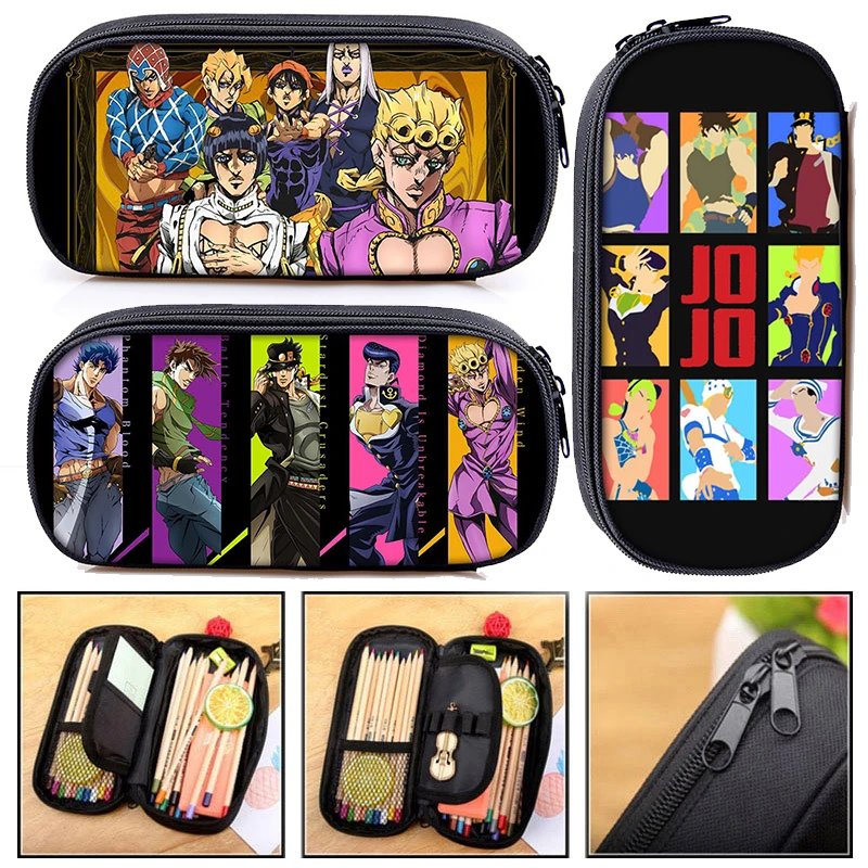 

Anime Jojo Bizarre Adventure Pencil Bag Kujo Kira Yoshikage KILLER QUEEN Cosmetic Cases Teenager Pencil Box Stationary Bag Gift