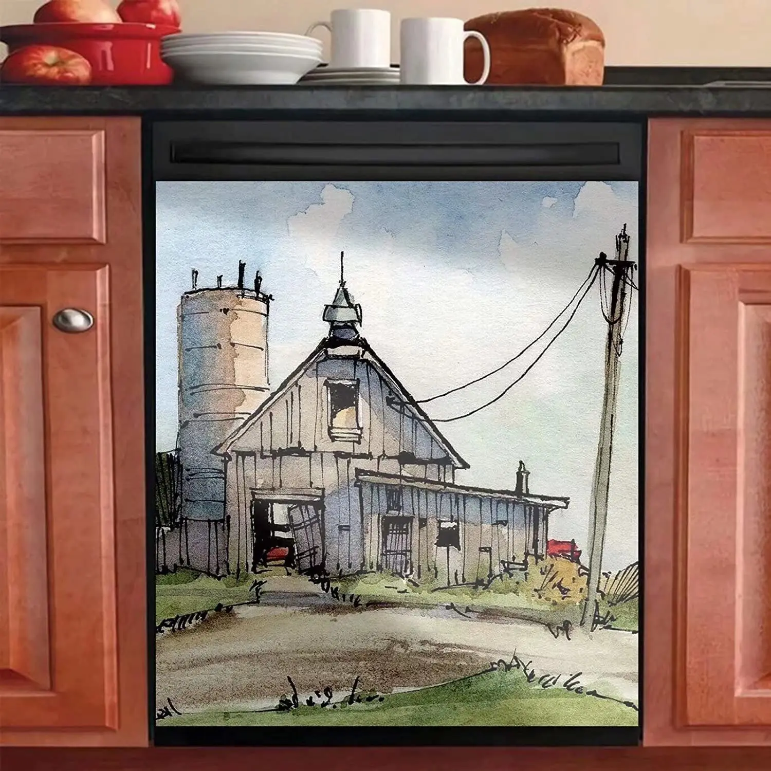 

Kitchen Decorative Magnet Dishwasher Cover Cow Sticker,Country Heifer Fridge Magnetic Door Decal,Farmhouse Wood Refrigerator Mag