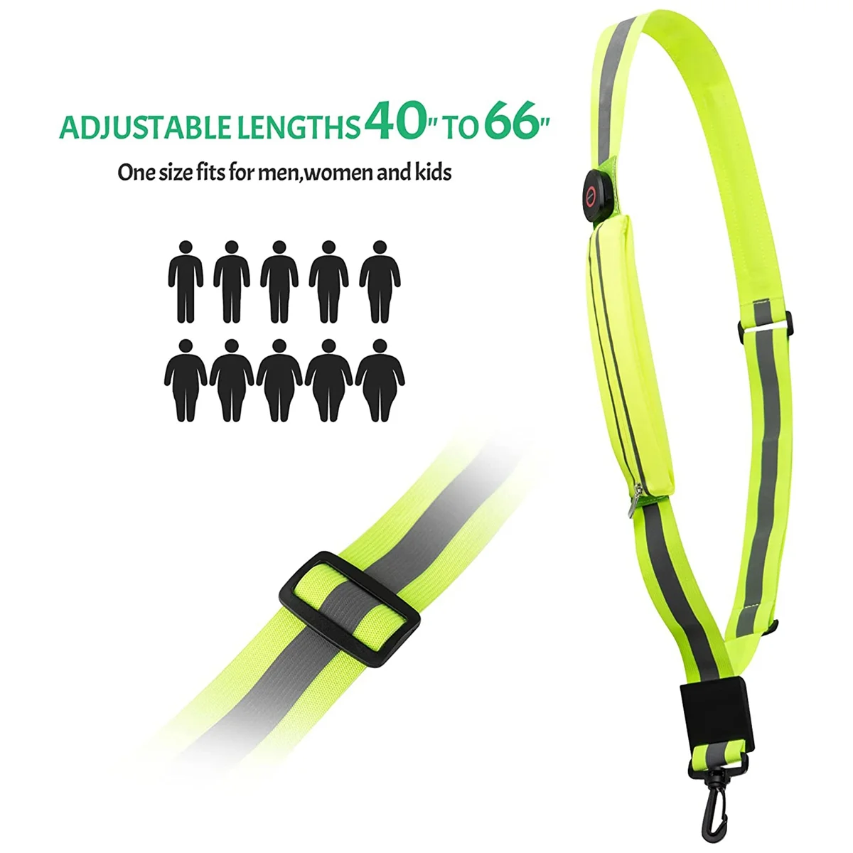 

LED Reflective Belt Sash for Walking At Night,Rechargeable LED Light Up Running Belt for Runners Walkers,Blue