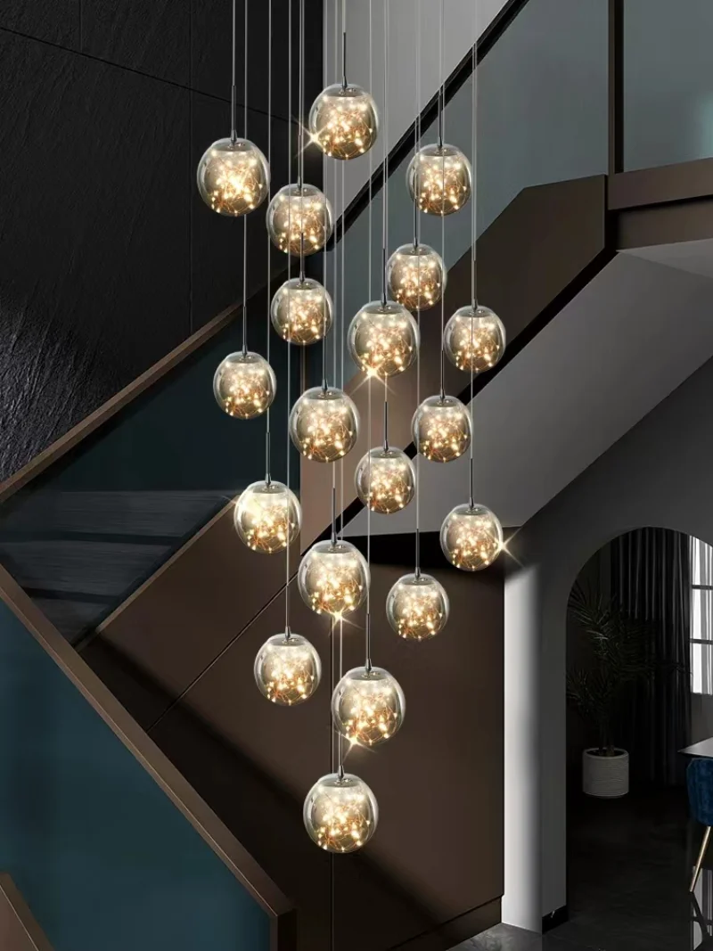 

Chandeliers Lights Postmodern Stairs LED Villa Loft Hotel lobby Luxury Hanging lights Art Living room Home decor Glass Lamp