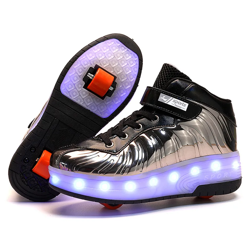 Led light Flashing light 2 Wheels Skating Sneaker Flying Shoe Recharge Multi  Breatheable Boy Girl