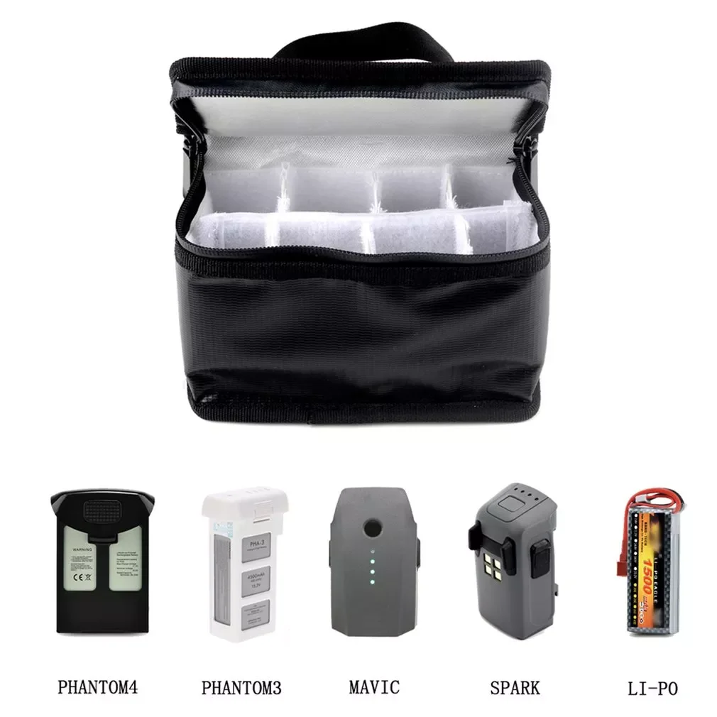 

Flame Retardant Explosion Proof Security Bag 8 Built-in Compartments For RC Drone Model Airplane Batteries FPV Helicopter