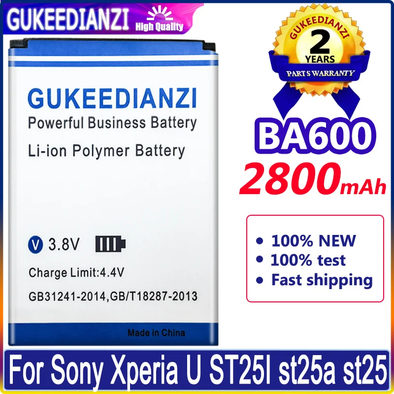 

Bateria BA600 2800mAh Large Capacity Battery For Sony Ericsson Xperia U ST25i ST25C Kumquat High Capacity Replacement Battery