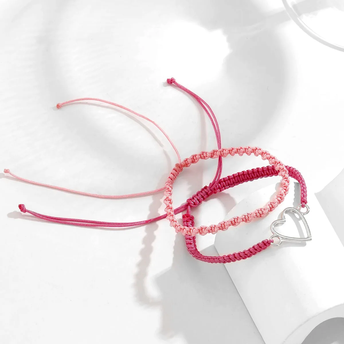 

Korean Cute Fuchsia Handmade Braided String Bracelet For Women Adjustable Charm Bracelets&Bangles Fashion Jewelry