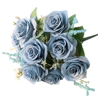 artificial blue roses flowers silk rose flower bouquet artificial flowers home garden decoration wedding roses