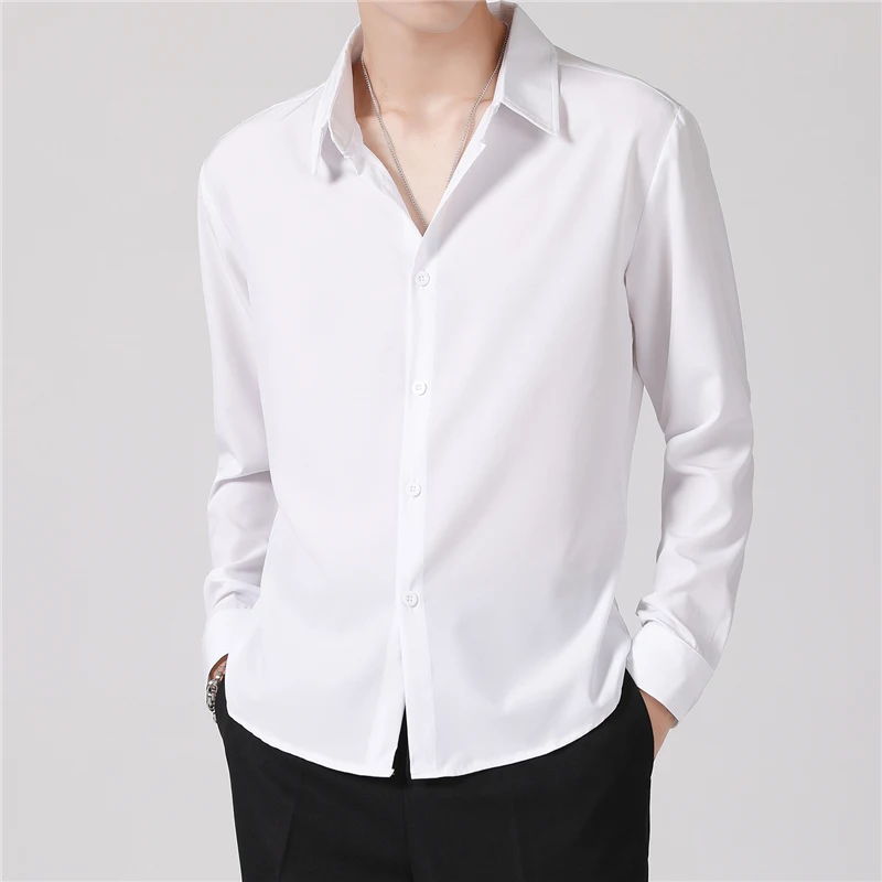Fashion Dress Solid Quality Long Sleeve Formal Business Men Shirts