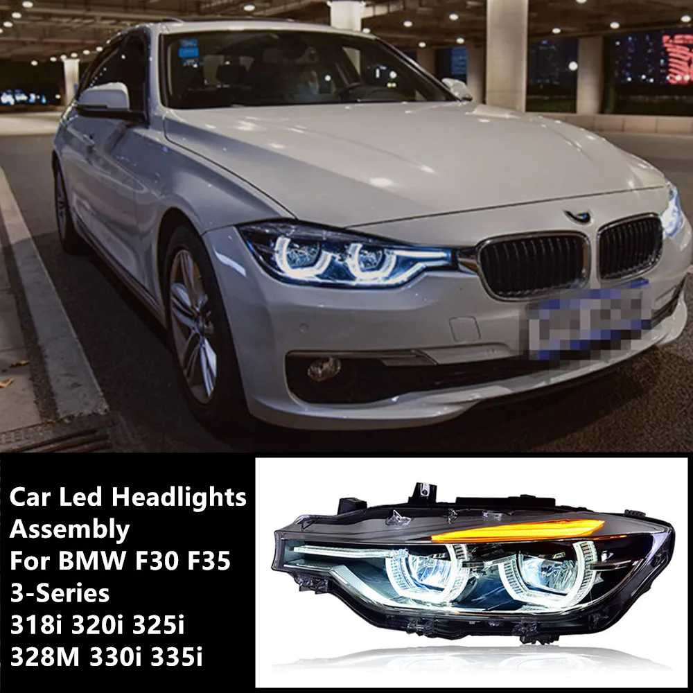 

Автомобильные передние фары для BMW F30 F35 светодиодный, фары, объектив проектора 2013-2018 3 серии 320i 325i DRL Angel Eyes, автомобильные аксессуары