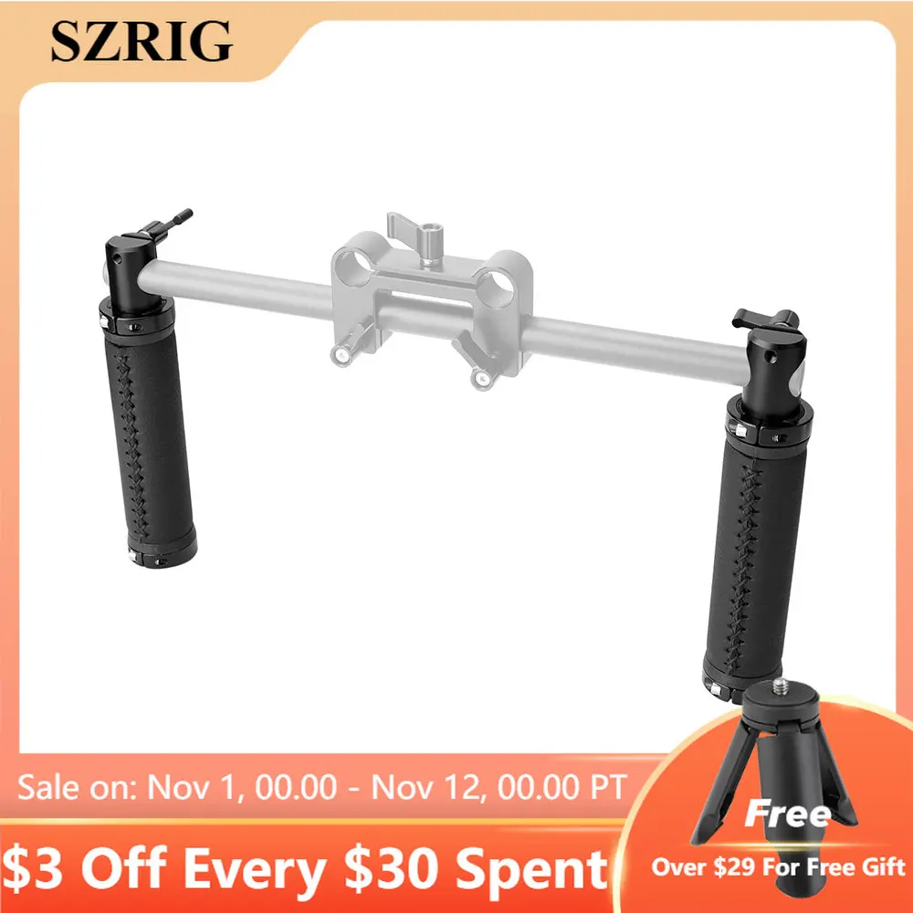 

SZRIG Non-Slip Leather Rod Clip Handle Suitable For SLR Camera 1/4"-20 Threaded Hole 15mm Micro Rod Connection Photo Studio