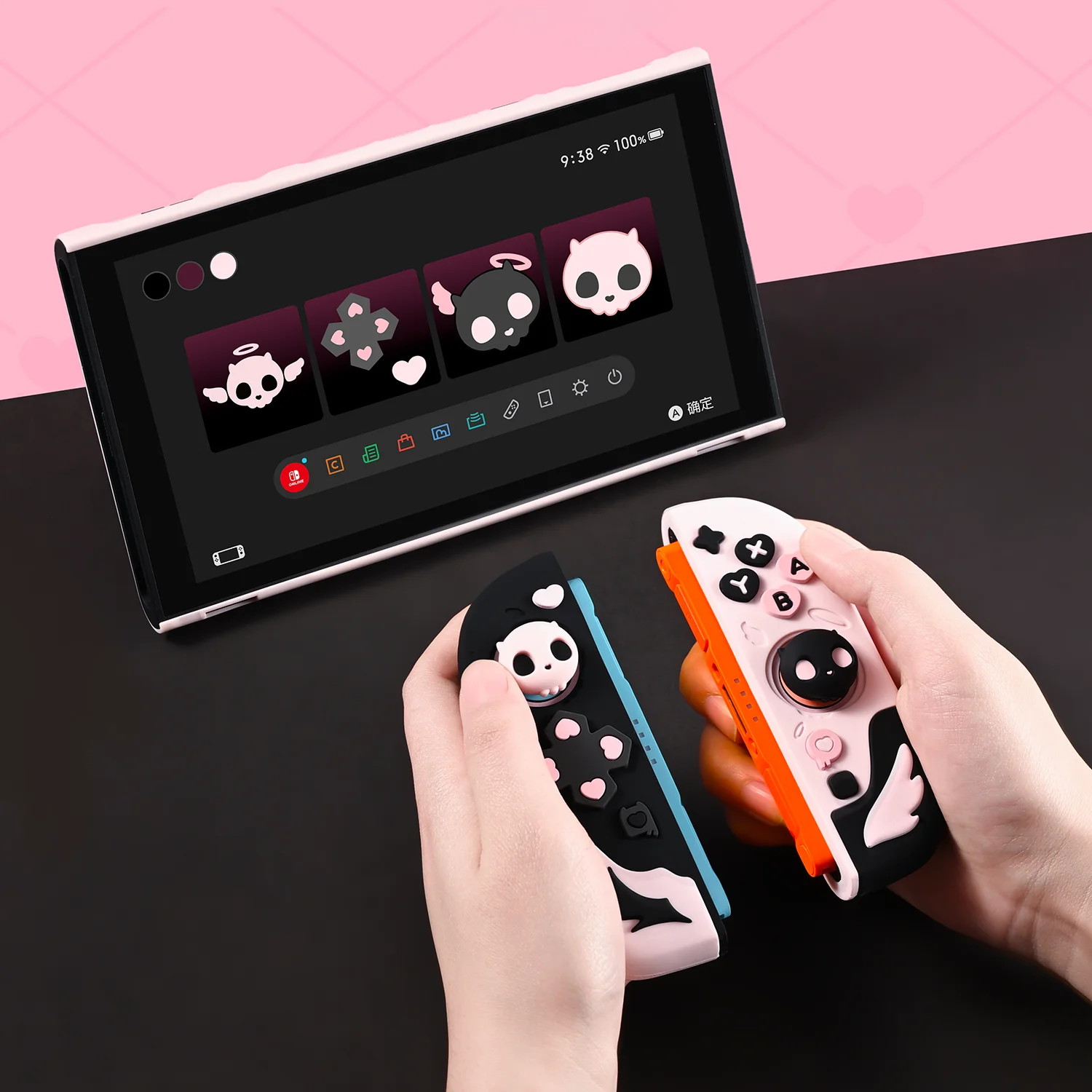 Фото Твердый чехол Sweety Angel Devil для Nintendo Switch 2/NS Oled, ручка для большого пальца, кнопки, силиконовое полное покрытие №4