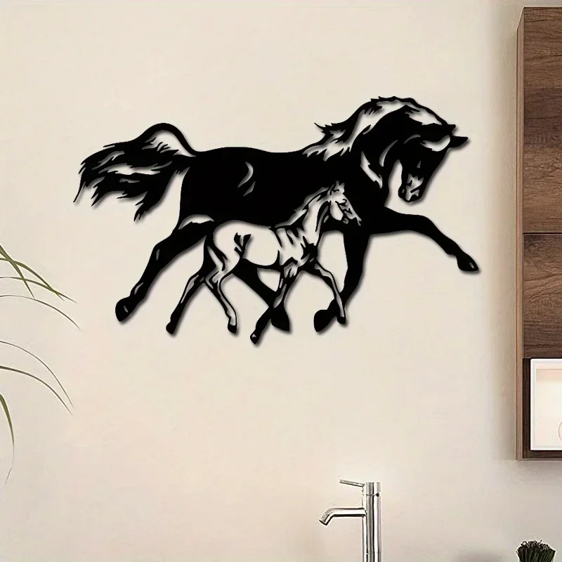 Черно-белые бегущие лошади металлические поделки украшение для дома