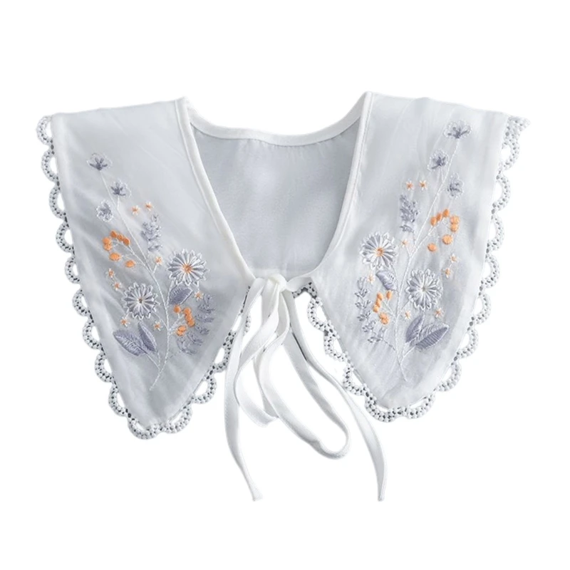 

28TF женский кружевной вырез Съемная вышивка цветочный воротник Сделай Сам дышащий воротник