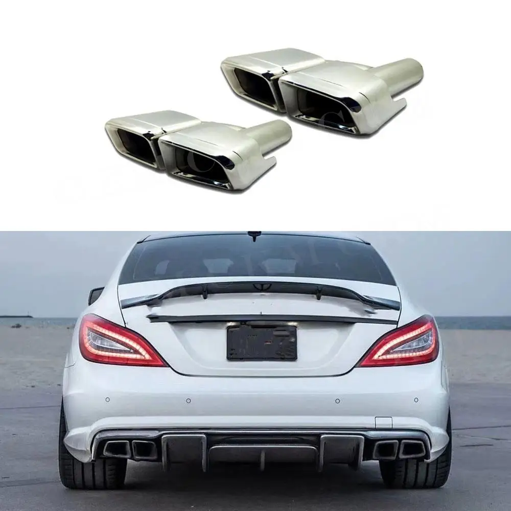 

For W218 Stainless Steel OO-OO Exhaust Muffler Tailpipe Tips For Mercedes Benz C Class E Class CLS Class Car Accessories Muffler