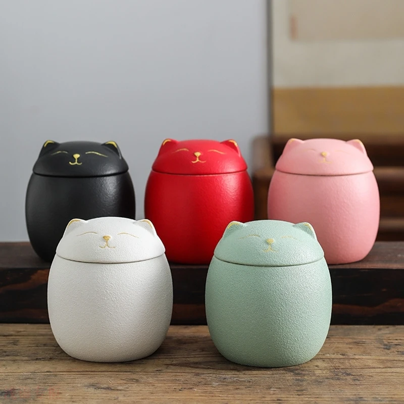 

5 Colors Urn for Pet Ashes Cat Shape Memorial Cremation Urns-Handcrafted Black Decorative Urns for Funeral Cat urn Dog urn