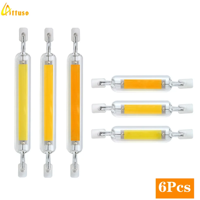 6pcs/lot R7S LED 78mm 118mm 5W 10W 20W R7S Spotlight AC 220V COB Lamp Bulb Glass Tube Replace 30W 50W 100W Halogen Lamp Light