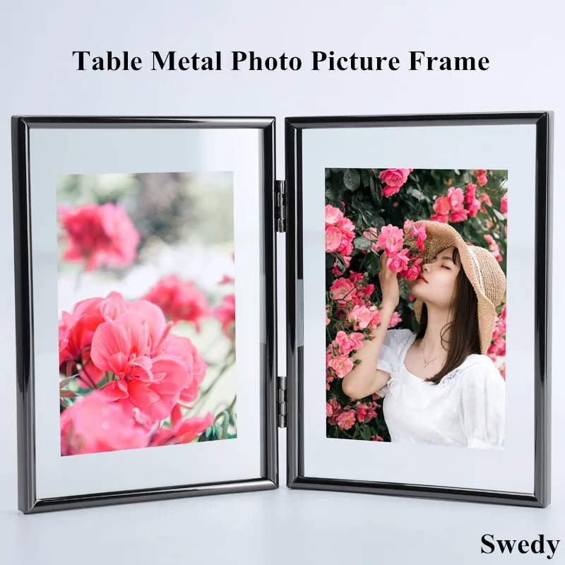 8 Inch Folding Hinged Picture Photo Frames Desktop Acrylic Metal Menu Paper Card Sign Holder Stand